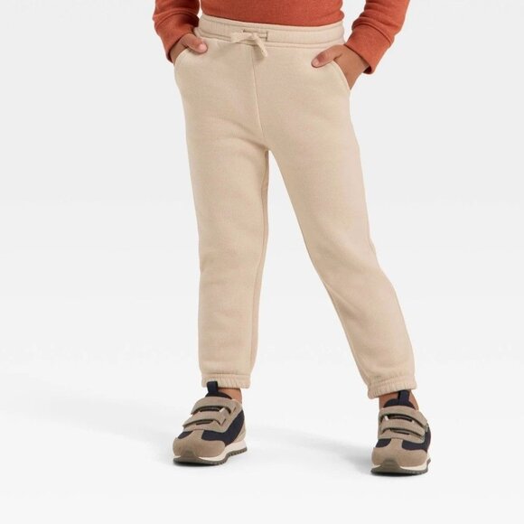 NWT Toddler Boys' Fleece Jogger Pants - Cat & Jack Khaki 2T - Picture 2 of 6